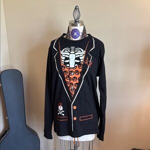 Halloween Skeleton Print Black Jacket